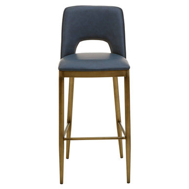 Gilden Blue Leather Effect Bar Chair
