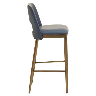 Gilden Blue Leather Effect Bar Chair