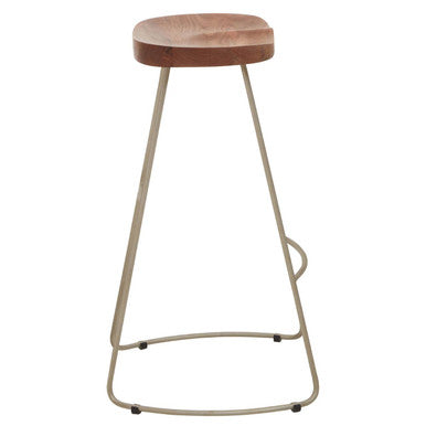 Nandri Acacia Wood and Antique Silver Bar Stool