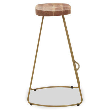 Nandri Acacia Wood and Antique Brass Bar Stool