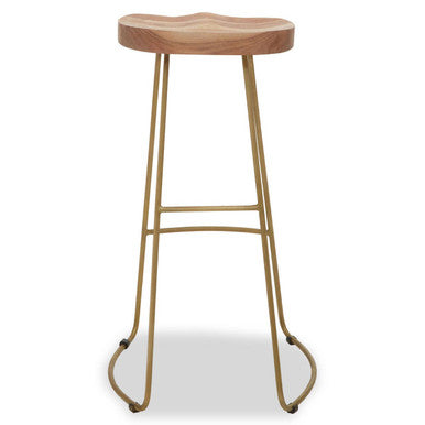 Nandri Acacia Wood and Antique Brass Bar Stool