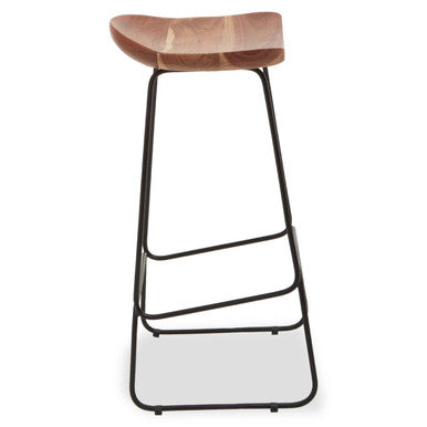 Nandri Acacia Wood and Black Frame Bar Stool