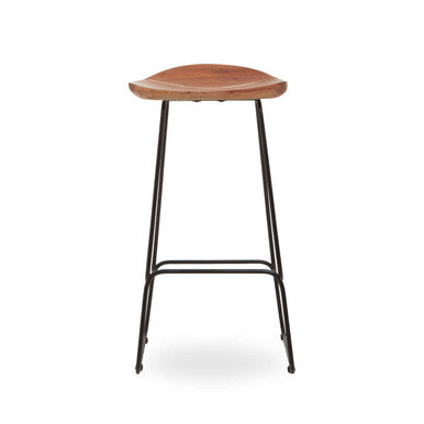 Nandri Acacia Wood and Black Frame Bar Stool