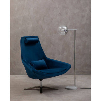 Kalo Navy Velvet Swivel Lounge Chair