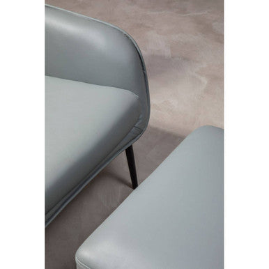 Kaiko Grey Faux Leather Armchair And Footstool