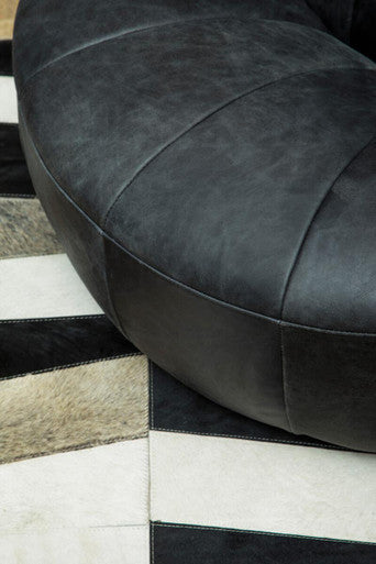 Hoxton Antique Black Leather Lounge Cocoon Chair