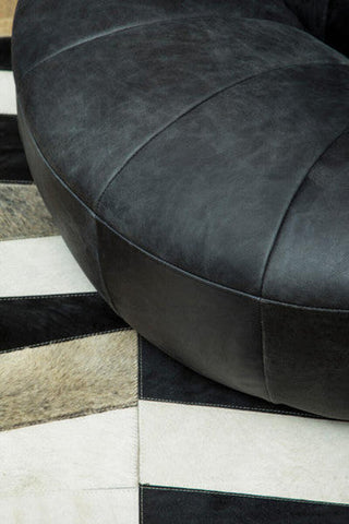 Hoxton Antique Black Leather Lounge Cocoon Chair