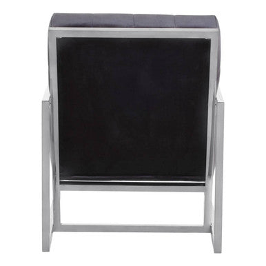 Hana Black Velvet Chair with Stainless Steel Frame