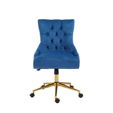 Anita Blue Velvet and Gold Base Home Office Chair