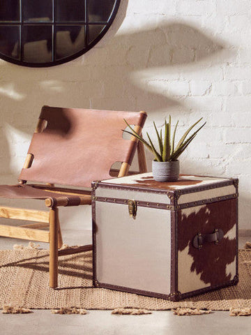 Kendari Antique Brown Leather Sling Chair
