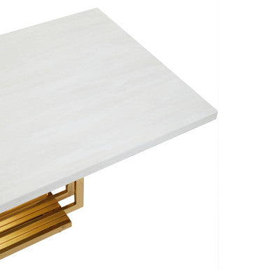Moda Ivory White Faux Marble Coffee Table With Gold Finished Frame