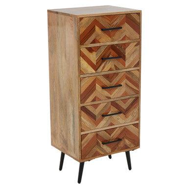 Boho Five Drawer Mango Wood Chest