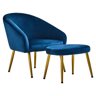 Yasmeen Midnight Blue Chair And Footstool