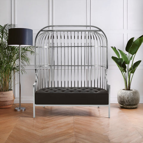 Eliza Two Seat Dome Cage Silver Sofa