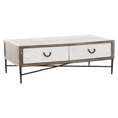 Milan 2 Drawer Recycled Elm Wood Coffee Table