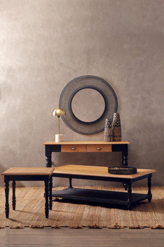Kensington Townhouse Antique Grey Oak Wood Top Side Table