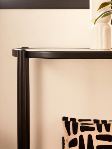 Cebu Rattan and Glass 2 Tier Console Table