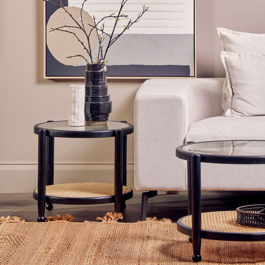 Cebu Rattan and Glass Side Table