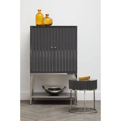 Genoa Grey Gloss Finish Round Side Table