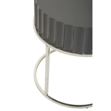 Genoa Grey Gloss Finish Round Side Table