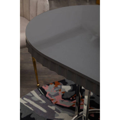 Genoa Grey Gloss Finish Oval Dining Table