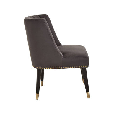 Doucet Grey Velvet Dining Chair With Black Legs