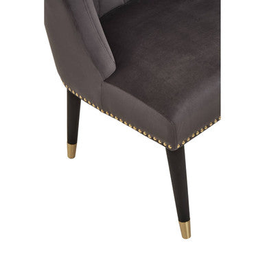 Doucet Grey Velvet Dining Chair With Black Legs