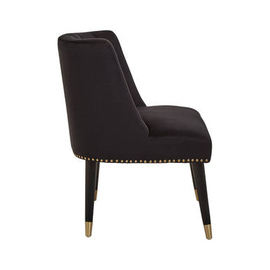 Doucet Black Velvet Dining Chair With Black Legs