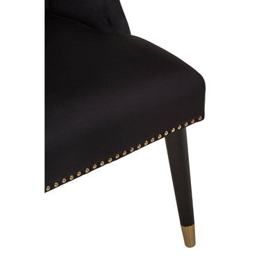 Doucet Black Velvet Dining Chair With Black Legs