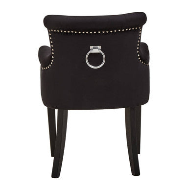 Doucet Black Velvet Dining Chair With Ring Back