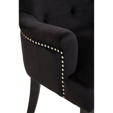 Doucet Black Velvet Dining Chair With Ring Back