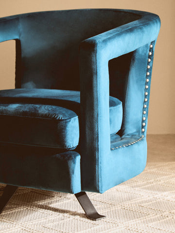 Hestia Blue Velvet Swivel Chair
