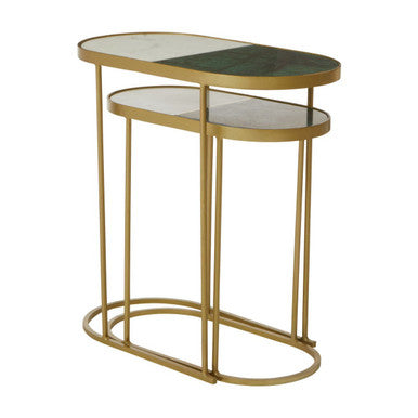 Suar Nest Of Two Marble Top Side Tables