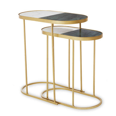 Suar Nest Of Two Marble Top Side Tables