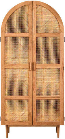 Lyon Rattan and Oak Wood 2 Door Wardrobe