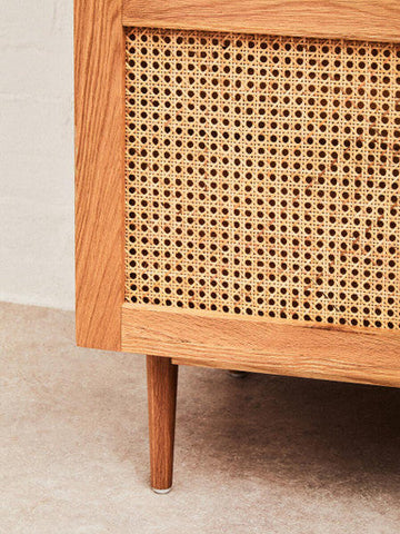 Lyon Rattan and Oak Wood 2 Door Wardrobe