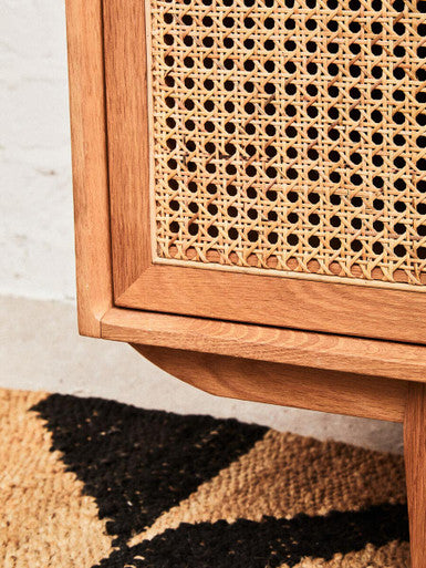 Lyon 4 Door Natural Rattan And Oak Sideboard