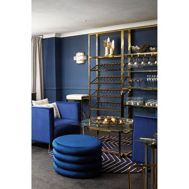Hartford Midnight Navy Velvet Round Pouffe