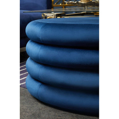 Hartford Midnight Navy Velvet Round Pouffe