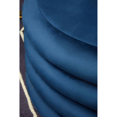 Hartford Midnight Navy Velvet Round Pouffe