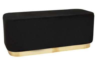 Hartford Black Velvet Bench With Matte Gold Base