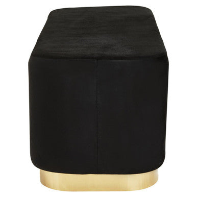 Hartford Black Velvet Bench With Matte Gold Base