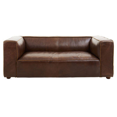 King Two Seater Mexico Brown Leather Sofa
