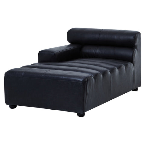 King Antique Black Left Arm Leather Modular Chaise Sofa