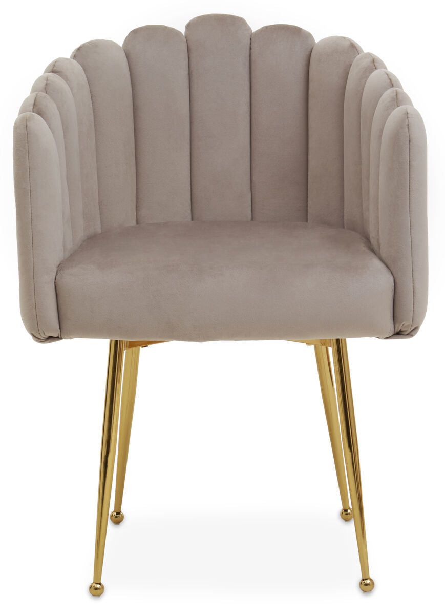 Bari Mink Velvet Scalloped Dining Chair
