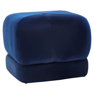 Kaia Midnight Blue Velvet Square Stool
