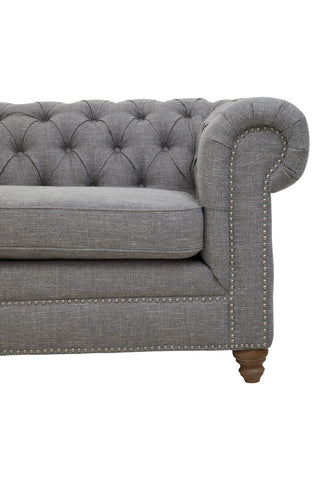 Stella Three Seat Grey Linen Sofa