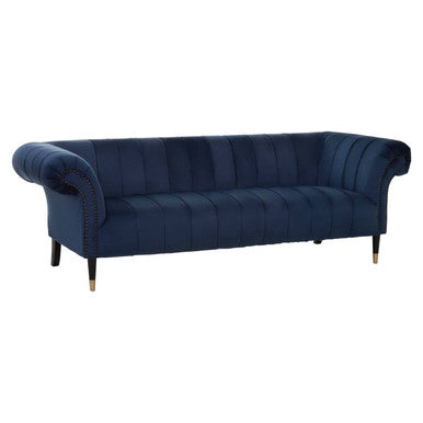 Siena Three Seat Midnight Velvet Sofa
