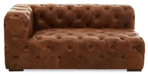 Hoxton Brown Leather Left Arm Modern Chesterfield Sofa