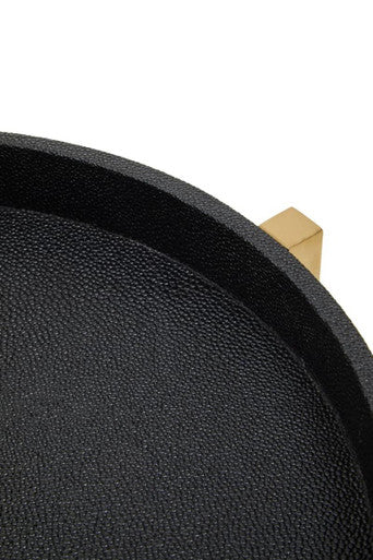 Cardoba Set Of Two Black Faux Shagreen Tray Tables